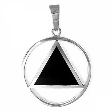 AA Black Enamel & Sterling Silver Pendant