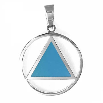 AA Turquoise Blue Enamel Inlay with Sterling Silver Pendant