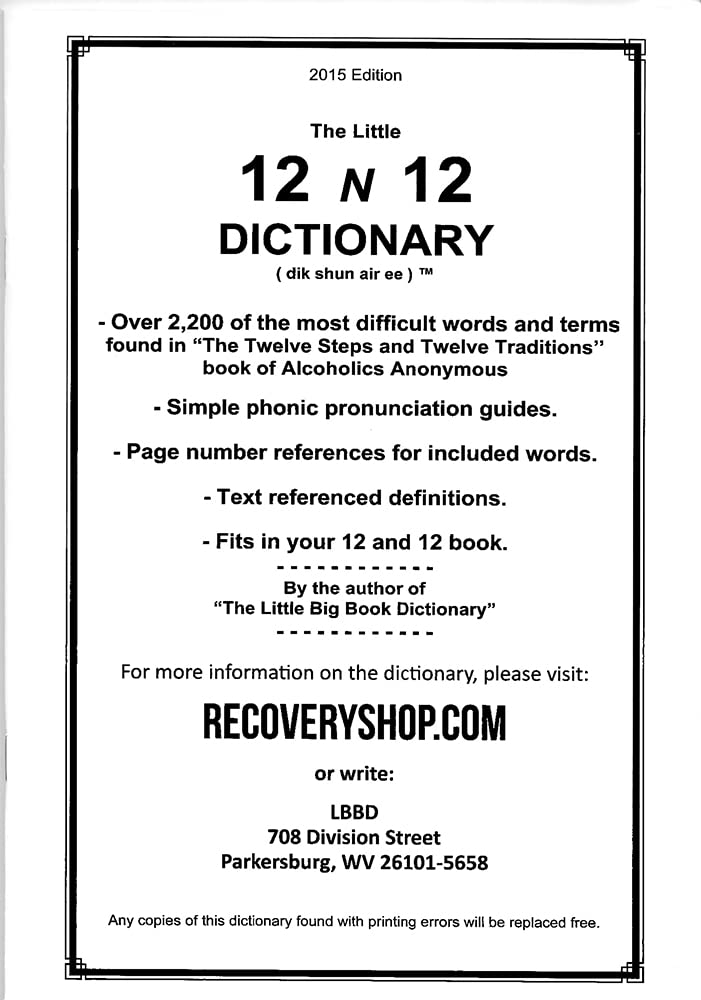 AA Reference Booklet - Dictionary