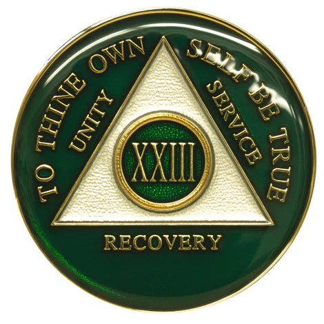 AA Green With Gold Tri-Plate (Years 1 - 20)