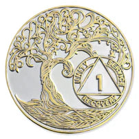 XL 40mm Twisted Tree of Life Silver with Gold Tree (Year 1 - 3 Only)