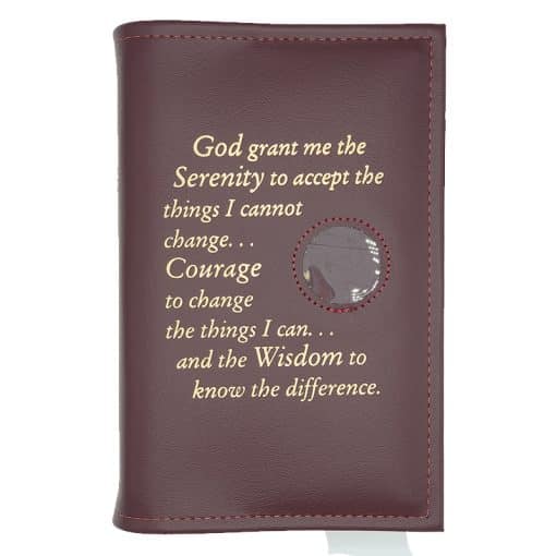 NA Single Book Cover for Basic Text or Guiding Principles (Serenity Prayer & Medallion Slot) Multiple Colors