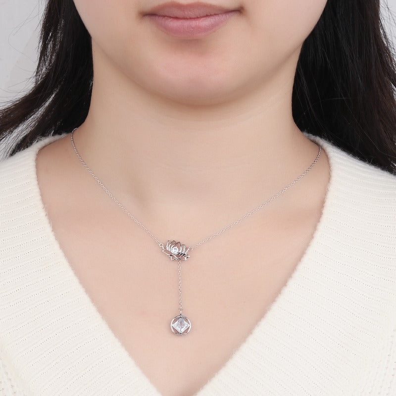 NA Lotus Drop Necklace (925 Sterling Silver)
