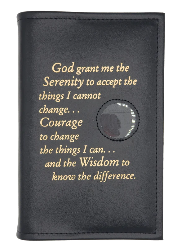 AA Single Book Cover for Hardcover Big Book (Medallion Slot & Serenity Prayer) Multiple Colors