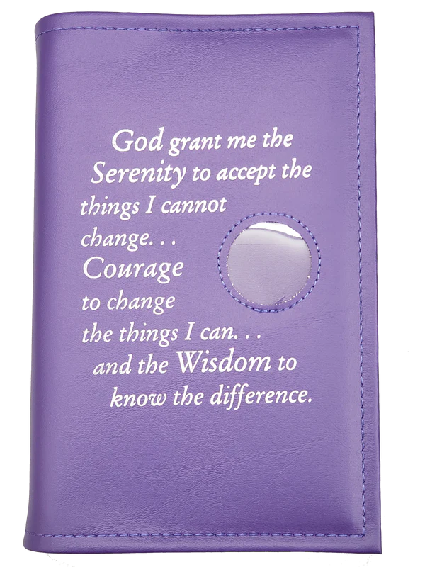 AA Single Book Cover for Hardcover Big Book (Medallion Slot & Serenity Prayer) Multiple Colors