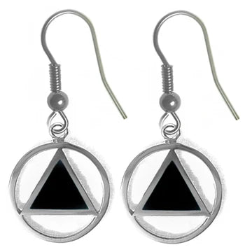 AA Sterling Silver with Black Enamel Triangle Earrings