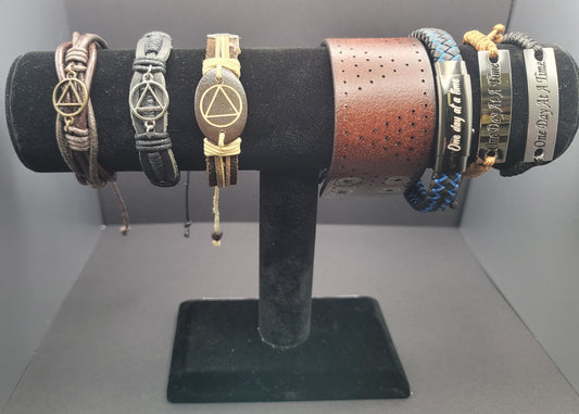Leather Sobriety Adjustable Bracelets